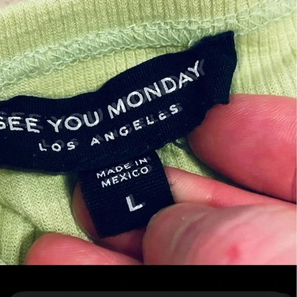 VIBRANT GREEN SEE YOU MONDAY STRAPLESS RIBBED MIDI DRESS SIZE LARGE - Picture 10 of 13